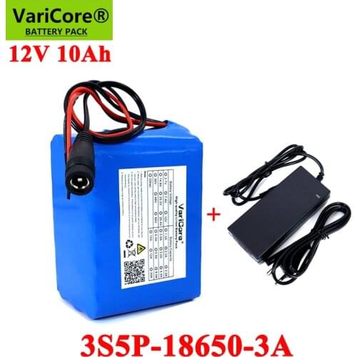 12V 10Ah 18650 li-lon battery pack 10000mAh with BMS for Monitor emergency lights Uninterrupted power +12.6V Charger