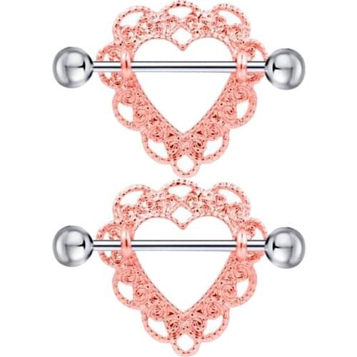 2pcs Heart Rings Jewelry Nipplerings Piercing Jewelry Women in