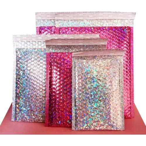 20pcs/lot Bubble Mailers Bag Aluminized Film Pink Radium Bubble Bag Waterproof Foam Bag Express Packaging Bag Big Clothing Bag