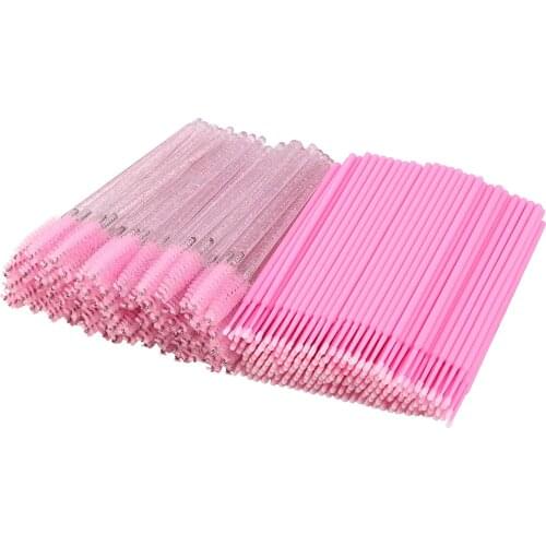 200 pieces of disposable micro applicator and mascara brush for eyelash/brow extension, mascara stick pink