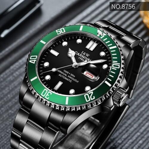 2019 CARNIVAL Business Mens Mechanical Watches Automatic Waterproof Self Winding Wristwatches Clock Hombre With Relogio Gift