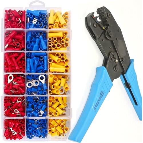434Pcs 22-16/16-14/12-10 Quick Connector Insulated Butt Spade Fork Ring terminator Solderless Crimp Terminals set with plier