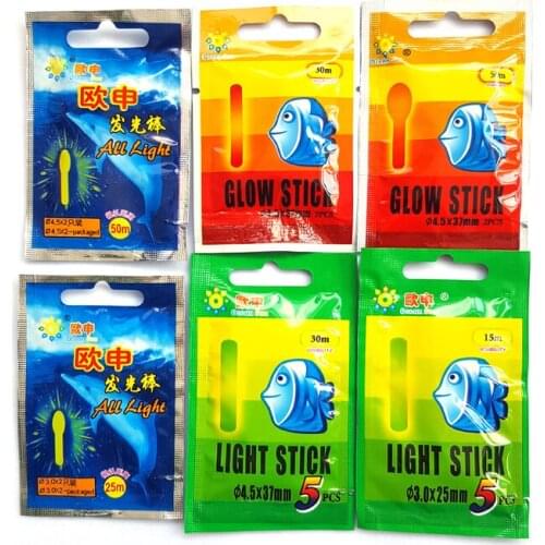 5packs/lot Red/Yellow/Green Light sticks Clip On / Bulb / Cylinder Luminous Lightstick Glow Stick Night Fishing accessories B524