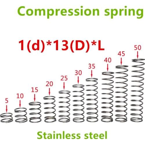 50pcs 1*13*(10/15/20/25/30/35/40/45/50) Stainless steel Series small spot spring wire compression pressure springs