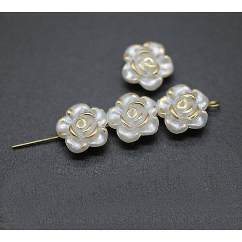 100 PCS 13mm Acrylic Imitation Pearl Flower Beads Charms DIY Handmade Earrings Necklace Bracelet Accessories For Jewelry Making