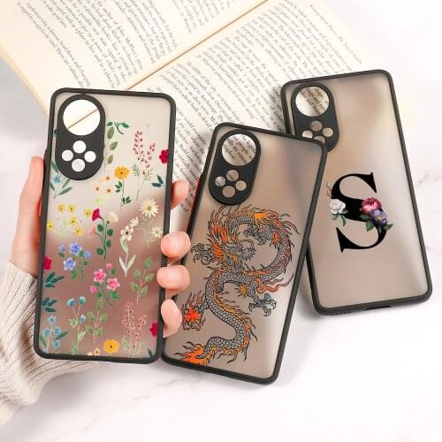 Initial Letters Case For Huawei P Smart 2021 Phone Case Honor 10X Lite 20 8X Cover P30 Pro P40 Lite Nova 5T Y9 Prime 2019 Bumper