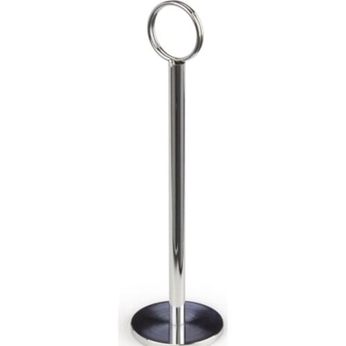 Card 8" Place Holder with 1-3/8-inch Coil Sign Clip, Round Base - Silver
