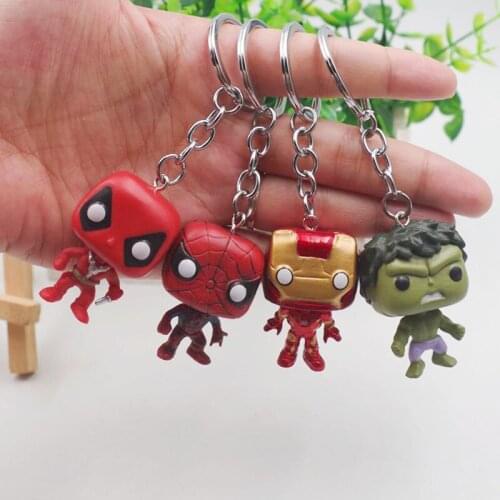 4Pcs 8Pcs The Avengers Action Figure PVC Iron Man Spiderman Thanos Deadpool Doll Keychain Pendant Kids Gift