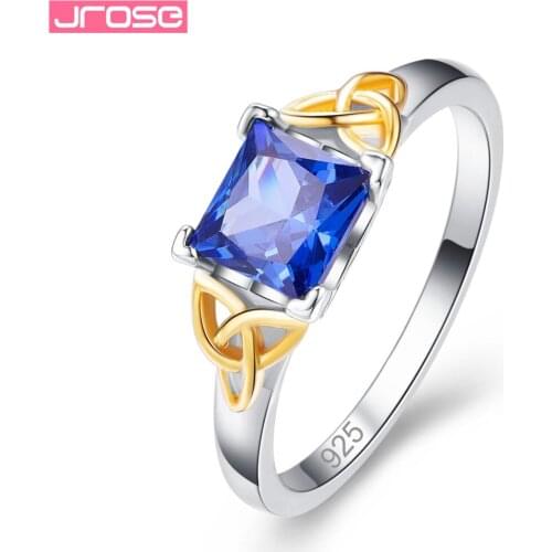 JROSE Fashion Jewelry Wholesale Blue Rainbow Cubic Zirconia Silver Ring Size 6 7 8 9 Free Shipping For Lady Women Gifts