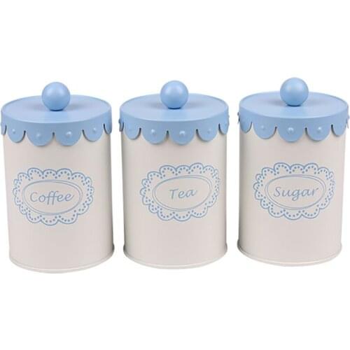 Coffee-Sugar-Tea Covered Storage Boxs Seal Tank Set Iron Multi-function Household Thicken Hi-quality
