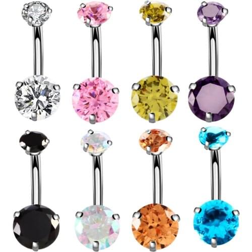 1PCS Zircon Belly Button Rings Surgical Steel Navel Piercing Ring Sexy Belly Bar Helix Piercing Ombligo Blanco Titane Mujer Gift