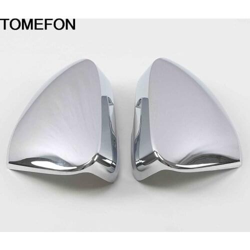TOMEFON For Skoda Karoq 2017 2018 2019 Car Side Door Rear View Mirror Cap Frame Cover Trim Exterior Accessories ABS ChromeSliver