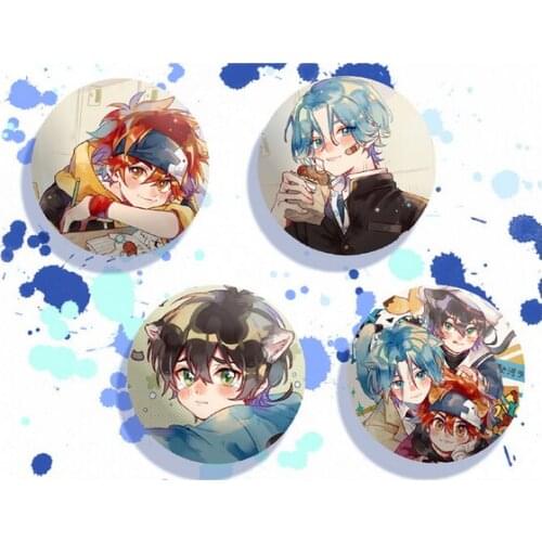 Cartoon Badge Round Brooch Pin Collection Pendant Button Souvenir Cosplay Anime SK EIGHT Hasegawa Ranga Kyan Reki Chinen Miya