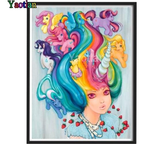 Cartoon girl unicorn Diamond Painting Kit 5D DIY Diamond Embroidery Cross Stitch Full Rhinestones Mosaic Home Decor