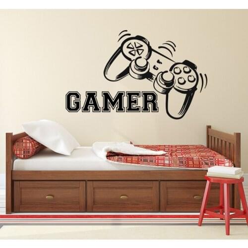 Gamer Wall Decal Game Controllers Gaming Vinyl Sticker Video Game Boy Room Decor Bedroom Living Room Wall Sticker M-103