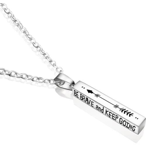 New fashion stainless necklace women stainless steel letters necklace arrow pattern KEEP GOING trinket