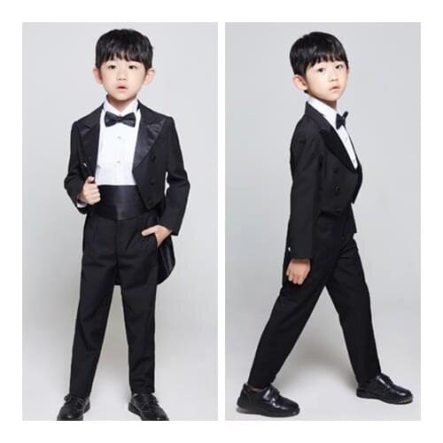 2016 New Children Suit Baby Boys Suits Kids Blazer Boys Formal Suit For Wedding Boys Clothes 5 sets: coat+pants+Belt+shirt+Tie