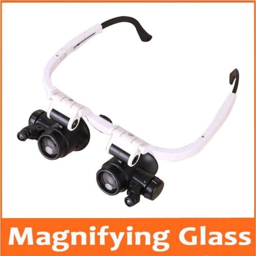 8X 15X 23X LED Illuminated Spectacle Glasses Type Magnifier Magnifying Glass Telescopic mirror legs for Dentist & phone Repair