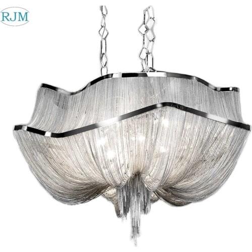 Post-Modern Luxury Tassel Pendant Lamp Two-Story Aluminum Pendant Lights for Duplex House Hotel Lobby Living Room Lighting Decor