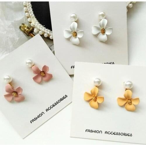 Korean Pop Temperament Simple Candy Color Matte Small Flower Pearl Ins Wild Earrings For Women Fashion Stud Jewelry Wholesale