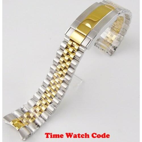20mm width golden silver two-tone watch band parts metal strap Jubilee bracelet fit for 40mm Bliger mens watch folding clasp