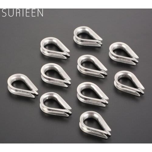SURIEEN 10pcs/Lot 8mm M8 Wire Rope Cable Thimbles Clamps Marine Grade 316 Stainless Steel Boat Sleeve Clip Fittings Cable Crimps