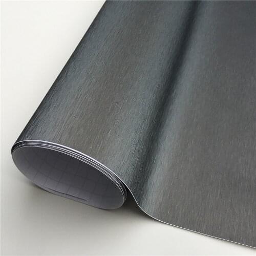 Grey Metallic Brushed Steel Vinyl Wrap Car Film Wrapping Foil Bubble Free Furniture Console Computer Laptop Phone Cover