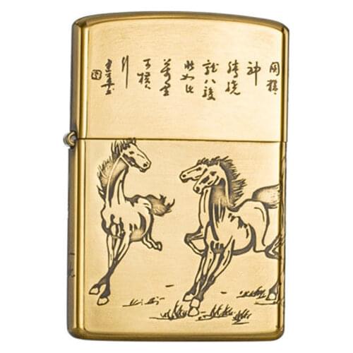 Chief Pure Copper Vintage Vintage Grinding Wheel Windproof Personality Creative Hand-carved Kerosene Lighter Gift