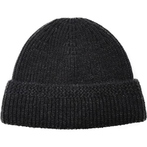 2021Autumn and winter new solid color melon leather hat men and women hip-hop landlord warm knitted hat cuffed hat