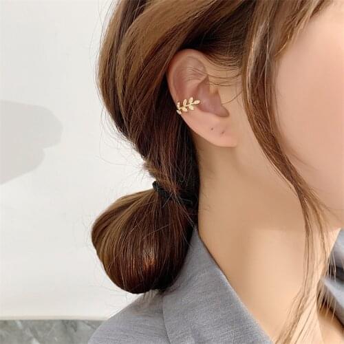 Adjustable Tree Leaf Ear Clip Without Pierced Holes Female Micro-Inlaid Zircon Fashion Sense Student Ear Bone Clip Fairy
