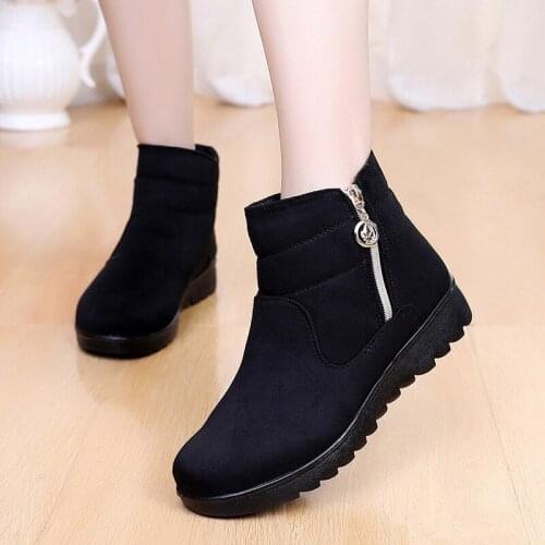 Winter new mother Fashion cotton shoes middle-aged cashmere warm snow boots large size pregnant women flat cotton boots