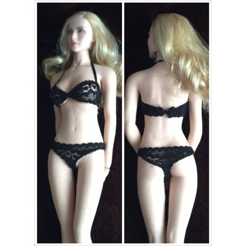1/ 6 Scale Feamle Clothes Women Black Underwear BRA & Underpants Clothing Accessories For 12" TBLeague Seamless Body