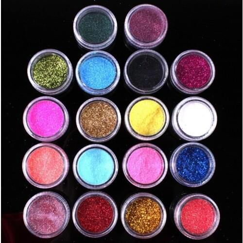 18 Colors Laser Shiny Nail Glitter Dust Powder For UV GEL Builder DIY Nail Art Decorations Flakes Tips Accessories