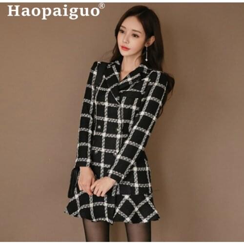 2019 Modis Women Outerwear Winter Autumn Clothing Fashion Warm Woolen Blends Female Ruffle Elegant Double Breasted Woolen Coat