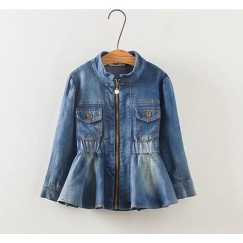 2021 Kids clothing girls new spring jacket children fashion good quality elastic waist denim Coat for girls 3-8 years