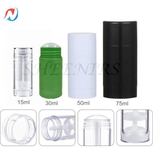 Sheenirs 3pcs Empty 15ml 30ml 50ml 75ml Plastic AS Colorful Round Deodorant Container bottom-filling Cosmetic Bottles