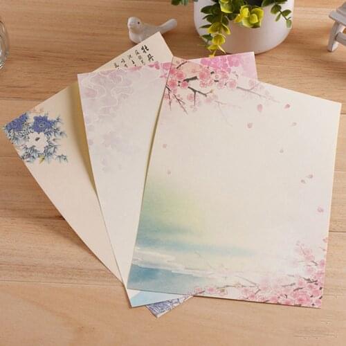 8pcs Office Message Writing Paper Letter School Stationery Supplies Set European Country Retro Envelope Letter Paper