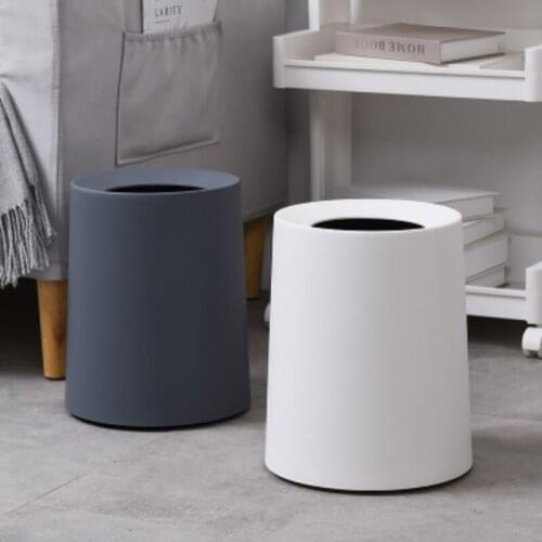 8L/12L North European Style Plastic Trash Can Double-layer Without Lid Garbage Cans Waste Storage Bucket Home Bathroom Kitchen