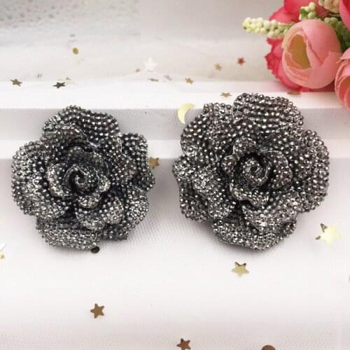 Shiny Kawaii Big Flower Flat back Stone Applique 4pcs DIY Wedding Decoration Home Craft Christmas Gift OF855-6