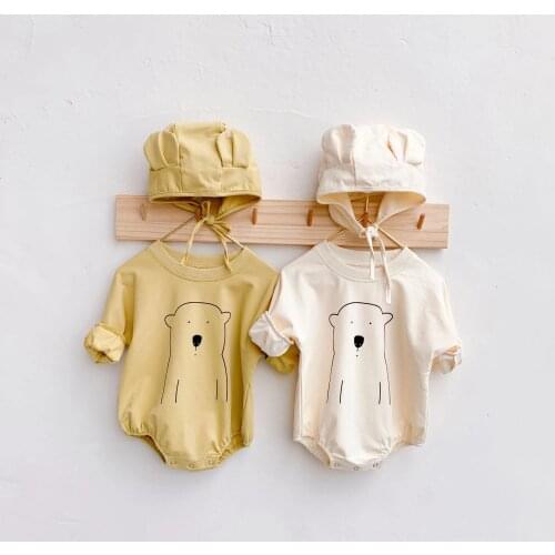 Newborn Baby Little Bear Printing Bodysuit Autumn Toddler Baby Long Sleeve Jumpsuit Baby Girls Cotton Casual Bodysuits