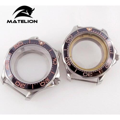 41mm Sapphire glass Watch Case For NH35/NH36 Miyota 8215 821A ETA 2836 DG 2813 Rotating Bezel Ceramic Insert 007