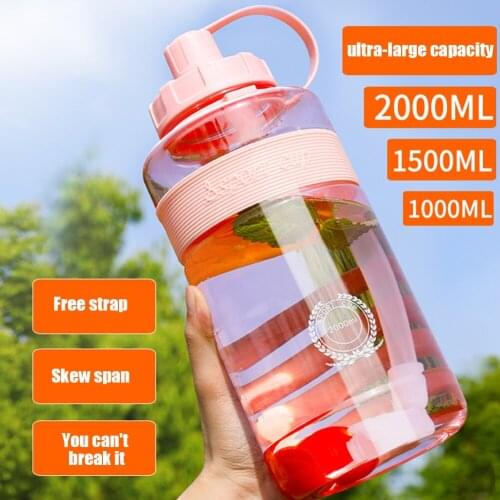 Colored Plastic Handy Women Summer Gym Water Bottle Straw Large Capacity Fitness Outdoor Leak-proof Drinkware Bottle