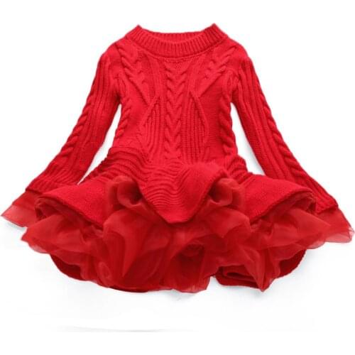 Kids Girls Tutu Dress 2020 Autumn Winter Girls Knitted Chiffon Dresses Christmas Birthday Party Children Girls Clothes