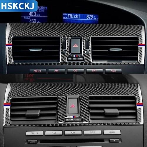 For Mazda 3 Axela Mazdaspeed 3 2010 2011 2012 2013 Carbon Fiber Stickers Central Air Vent Hazard Warning Light Car Accessories
