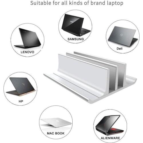 Double Adjustable Vertical Laptop Stand Newly Designed 2 Slot Aluminum Desktop Dual Holder Up to 17.3 Inches