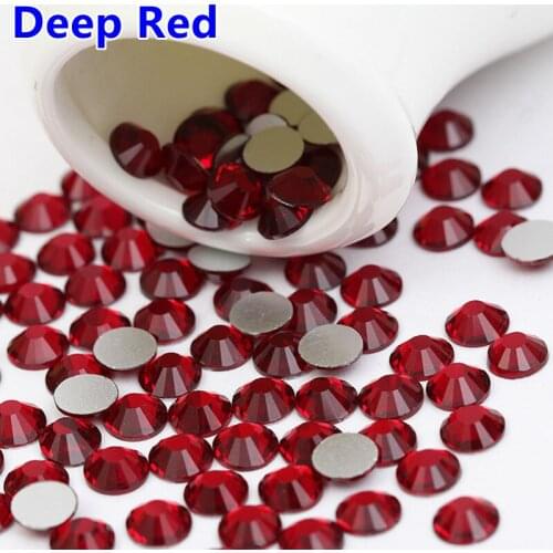 Good Quality ss3-ss34 Siam Flat Back Nail Art Glue On Non Hot Fix Crystals