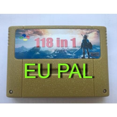Super 118 in 1 Video Game Cartridge For Snes 16-Bit Multicart PAL EU Version English Language Battery Save File
