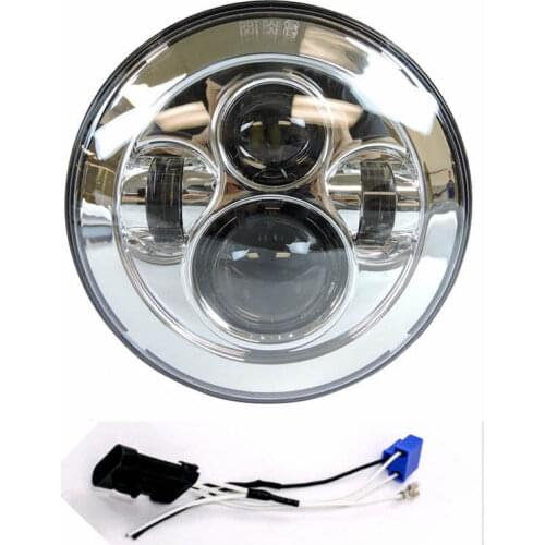 Round 7" Motorcycle Chrome Projector Motor HID LED Light Bulb Headlight For Harley Street Glide Softail FLHX F Touring Trike