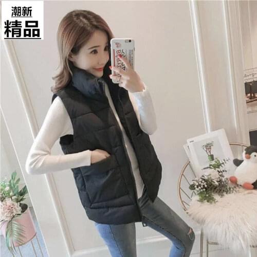 Jacket Vest Autumn Winter Vest Womens Short Cotton Waistcoat Cotton-Padded Coat Chaleco Mujer