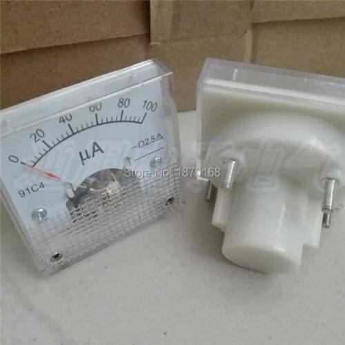 Dc microammeter 91c4 0-100uA Rectangle Analog Panel Ammeter Gauge Amperemeter Class 2.5 45*45mm